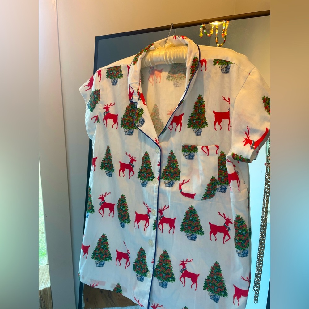 Christmas pajama top; worn once and extremely aesthetic and comfy!